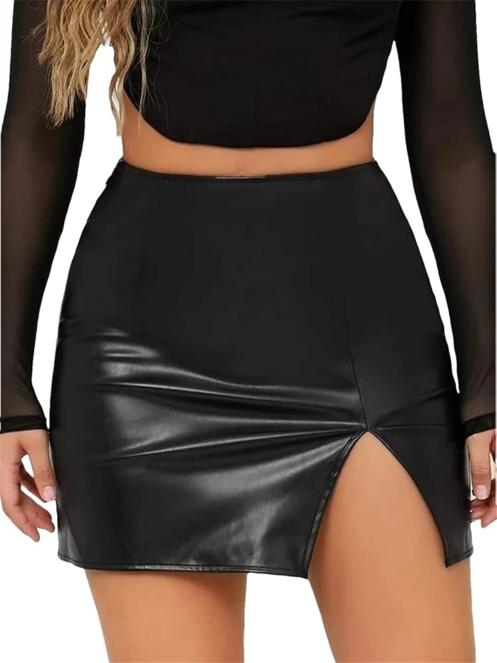 REWASH⚫️Faux Leather Mini Skirt